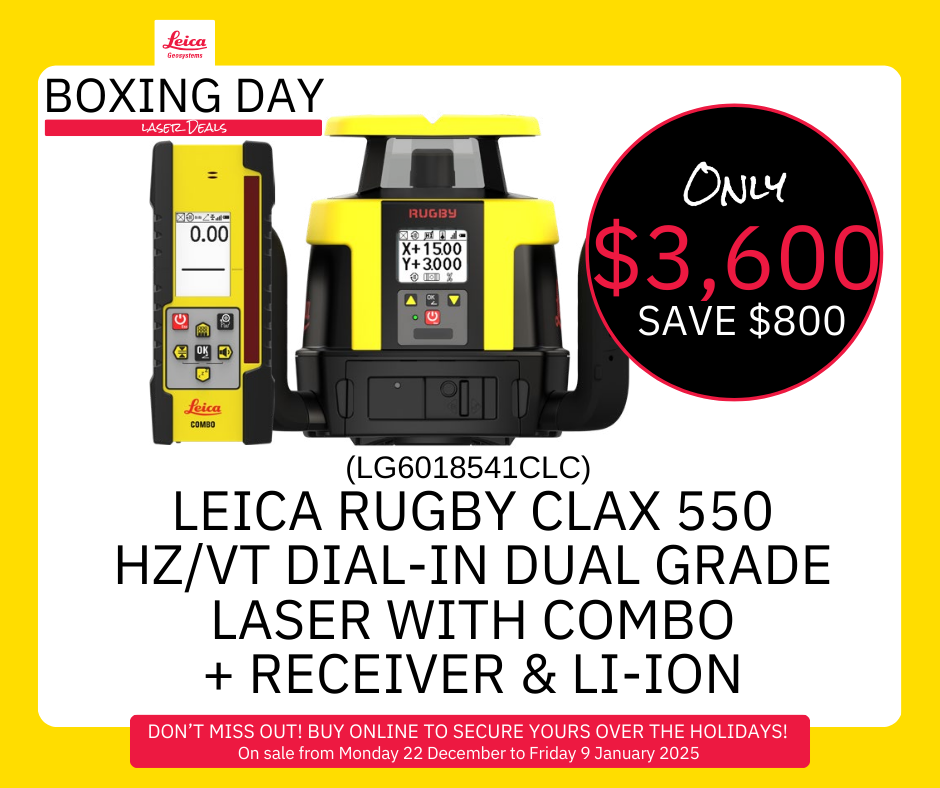 Leica Rugby CLAx 550 Hz/Vt Dial-In Dual Grade Laser ±8% with Combo+ receiver & Li-Ion
