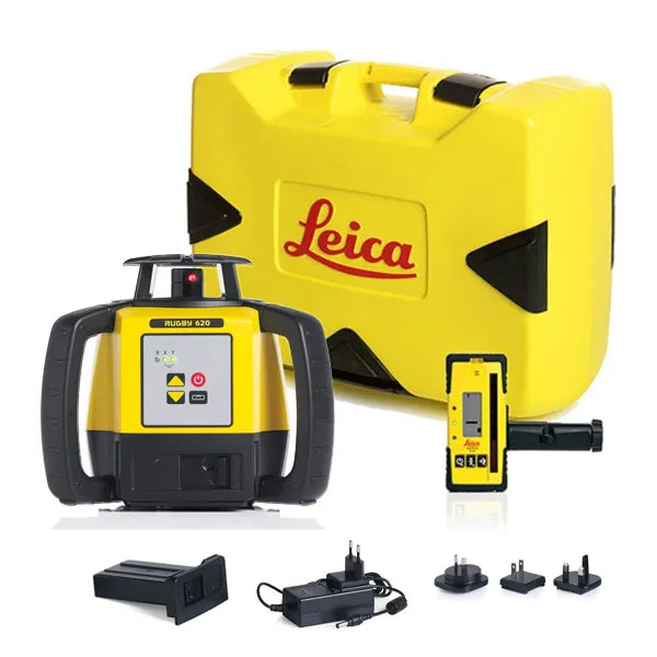 Leica Rugby 620 Laser Level with Manual Grade and Rod Eye 120 Basic Receiver