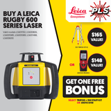 Leica Rugby 620 Laser Level with Manual Grade and Rod Eye 160 Digital MM Receiver