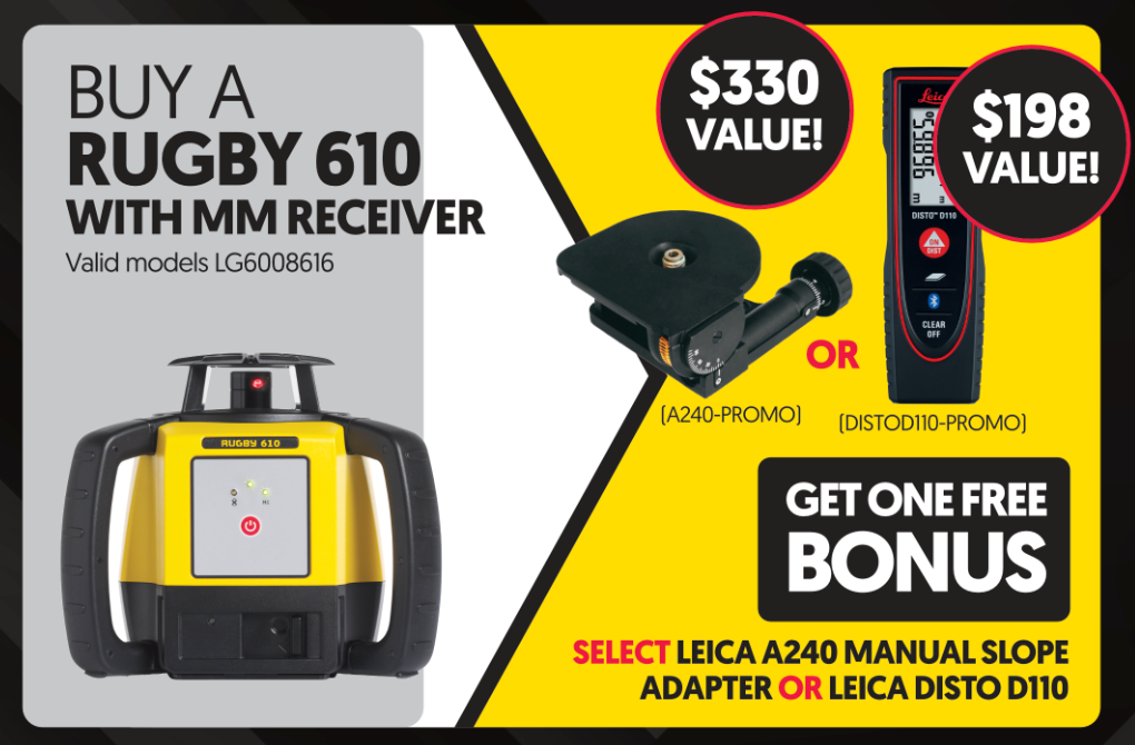 Leica Rugby 610 Rotating Laser with Rod Eye 160 Receiver